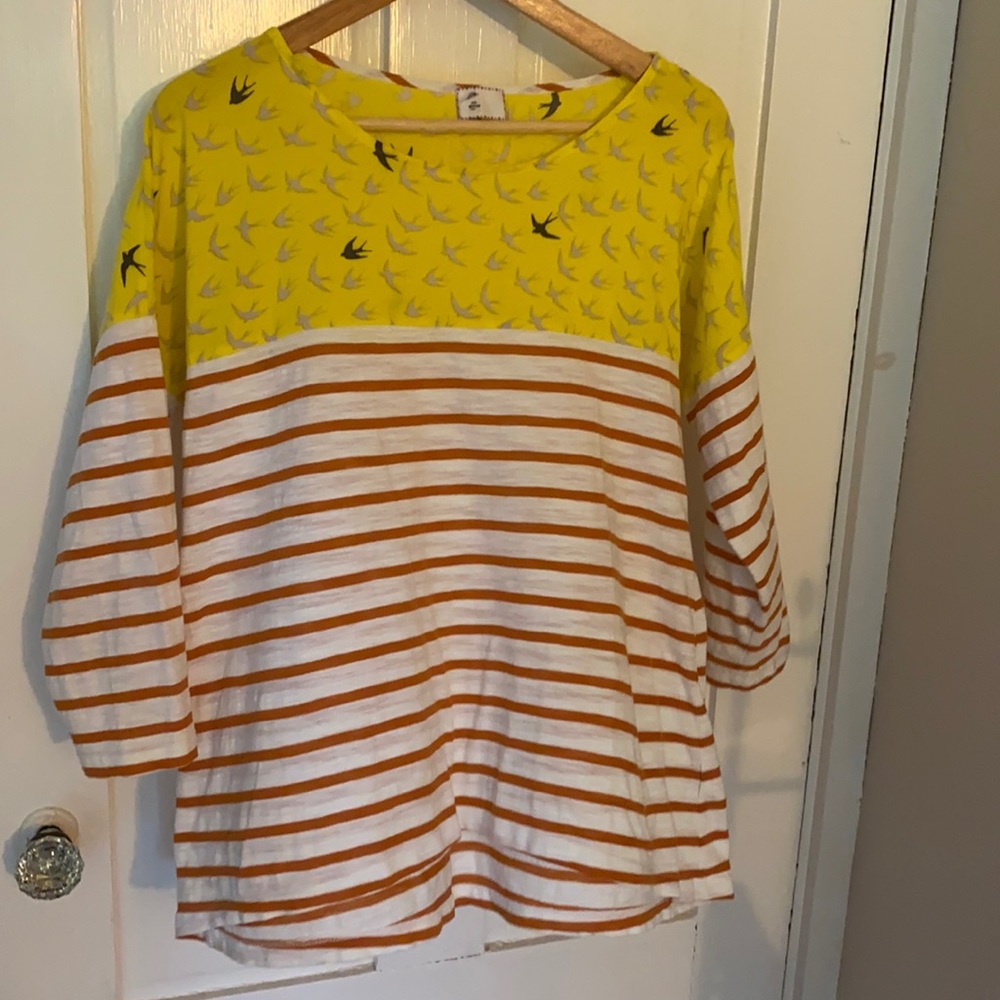 Anthropologie Stripes and Birds t-shirt. Medium